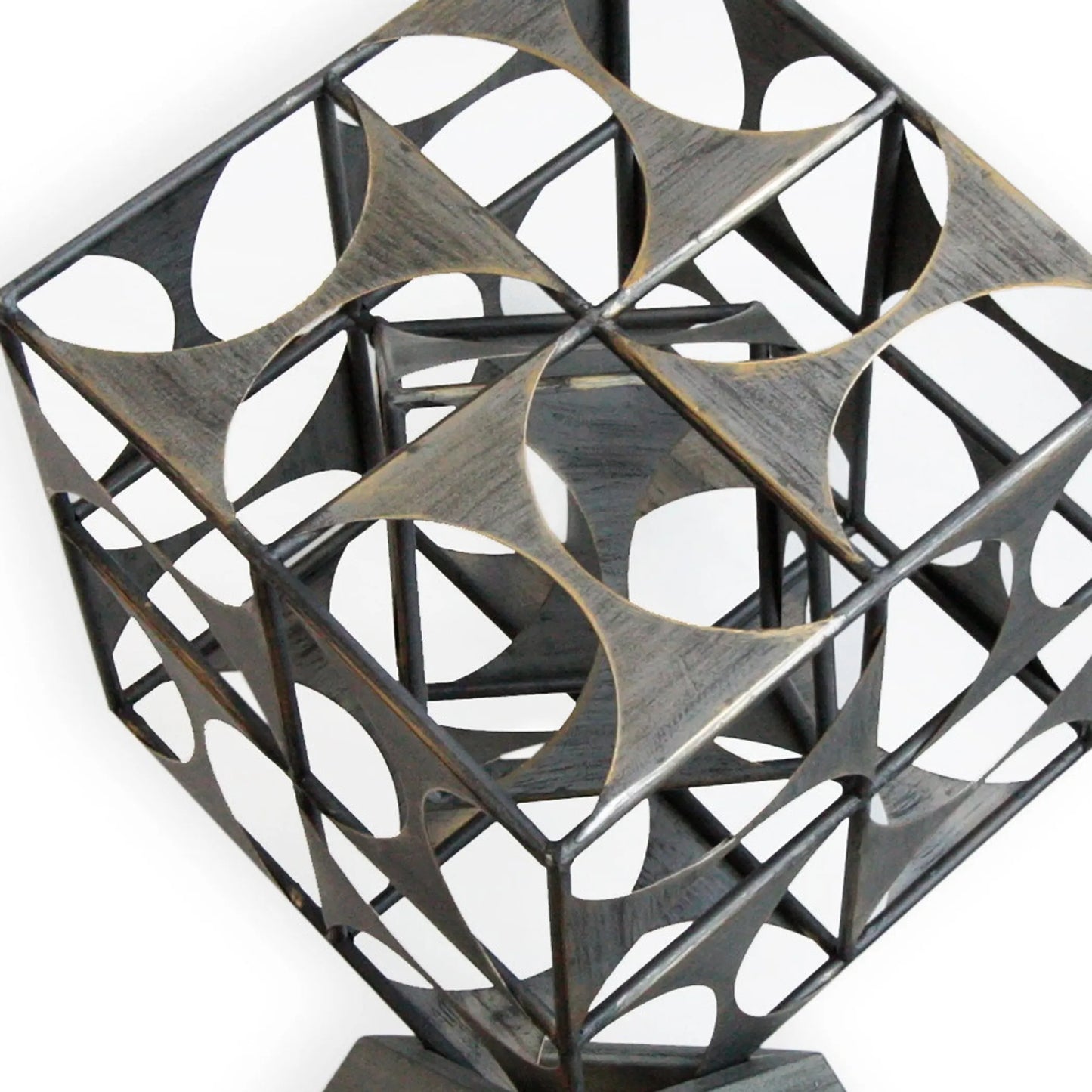 Metal Geo Cube Tabletop Sculpture