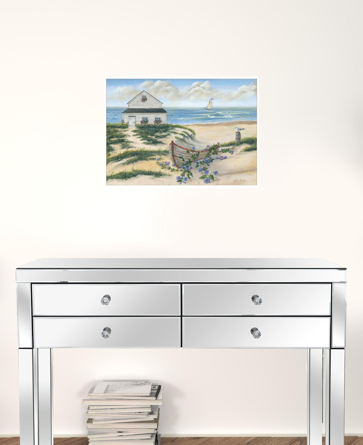 Beach Cottage II 1 White Framed Print Wall Art