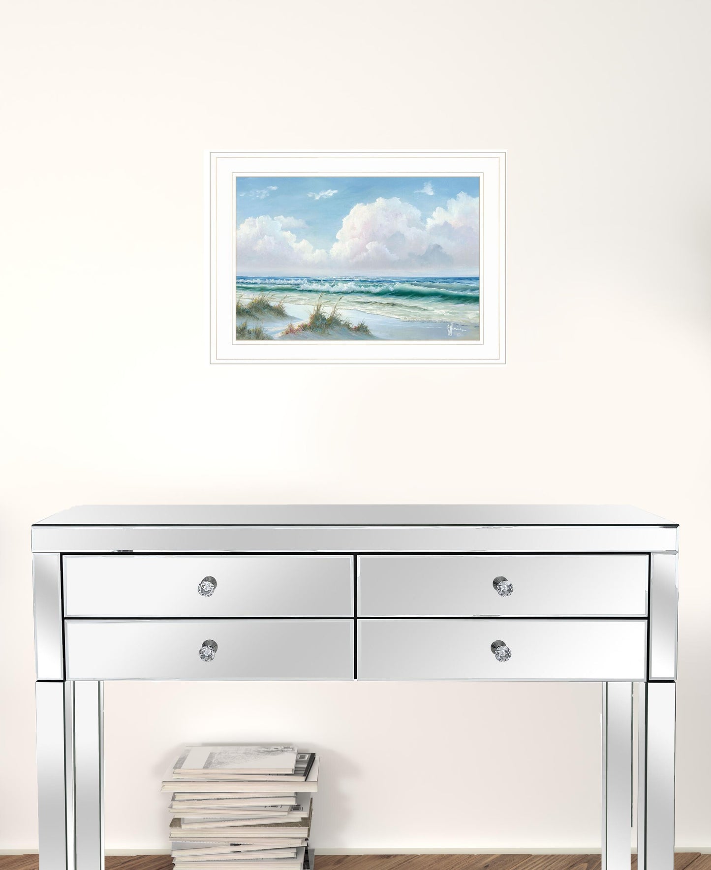 Beach 7 White Framed Print Wall Art