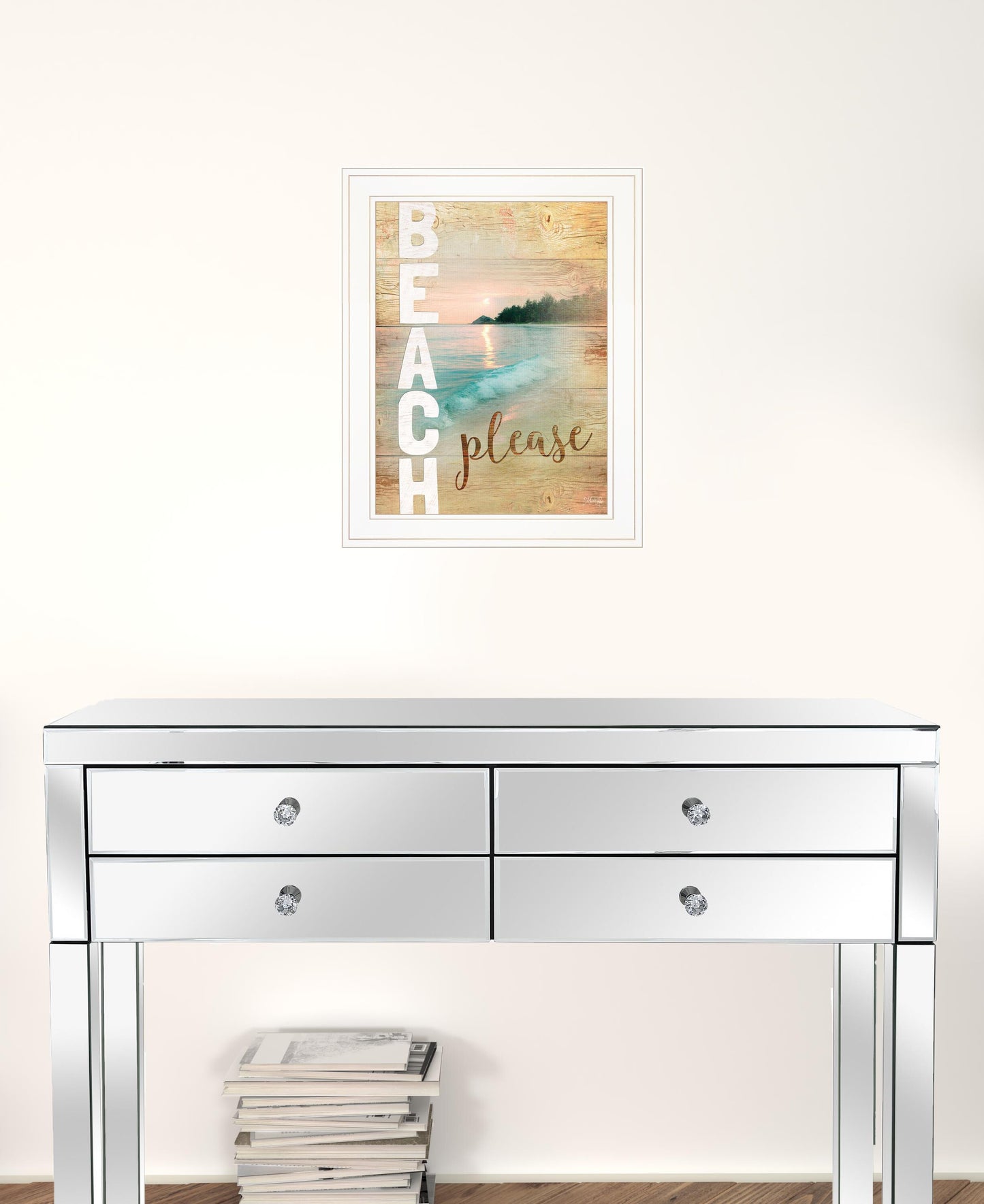 Beach Please 1 White Framed Print Wall Art