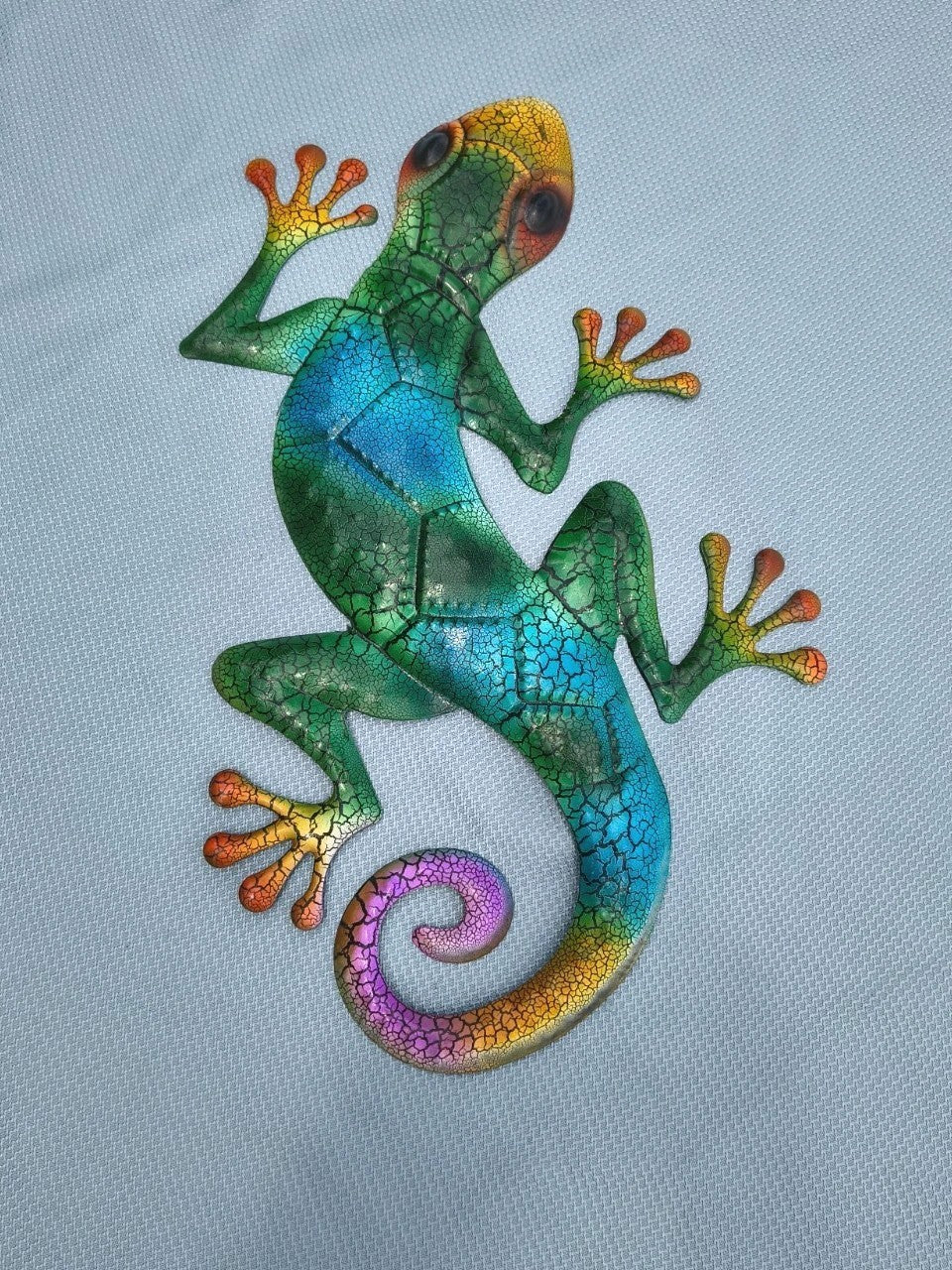 17 Inch Purple and Blue Gecko Lizard Metal Wall Artwork
