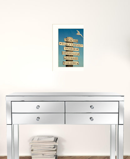 Beach Directional 2 White Framed Print Wall Art