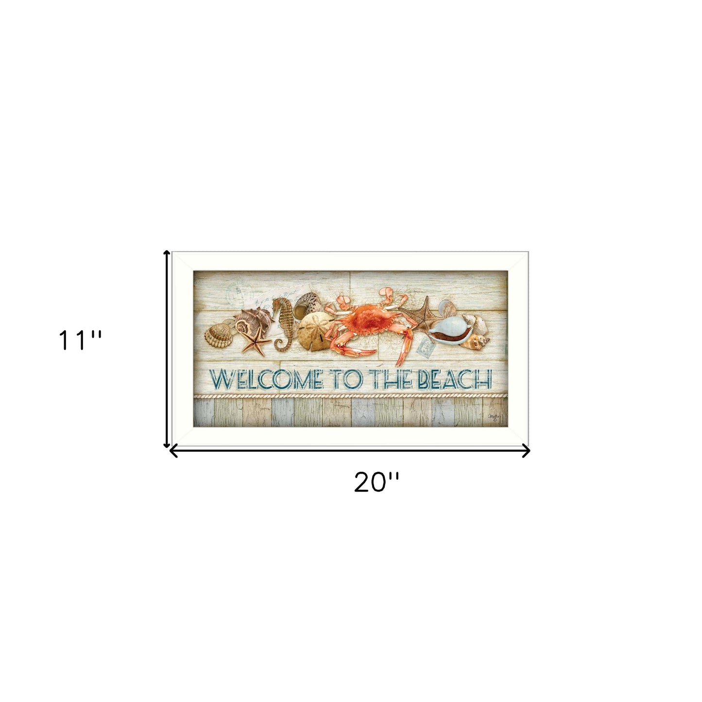 Welcome to the Beach White Framed Print Wall Art