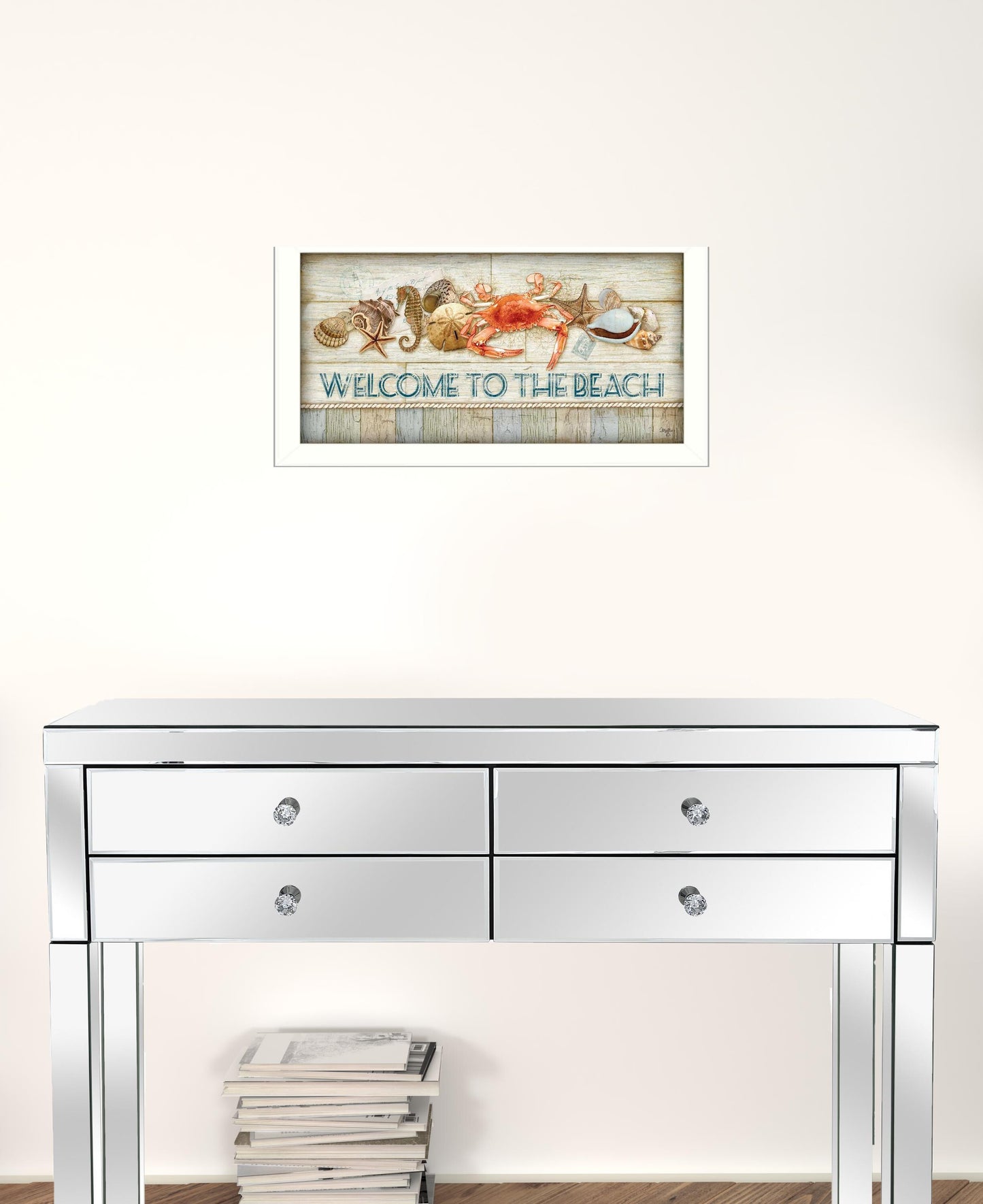 Welcome to the Beach White Framed Print Wall Art