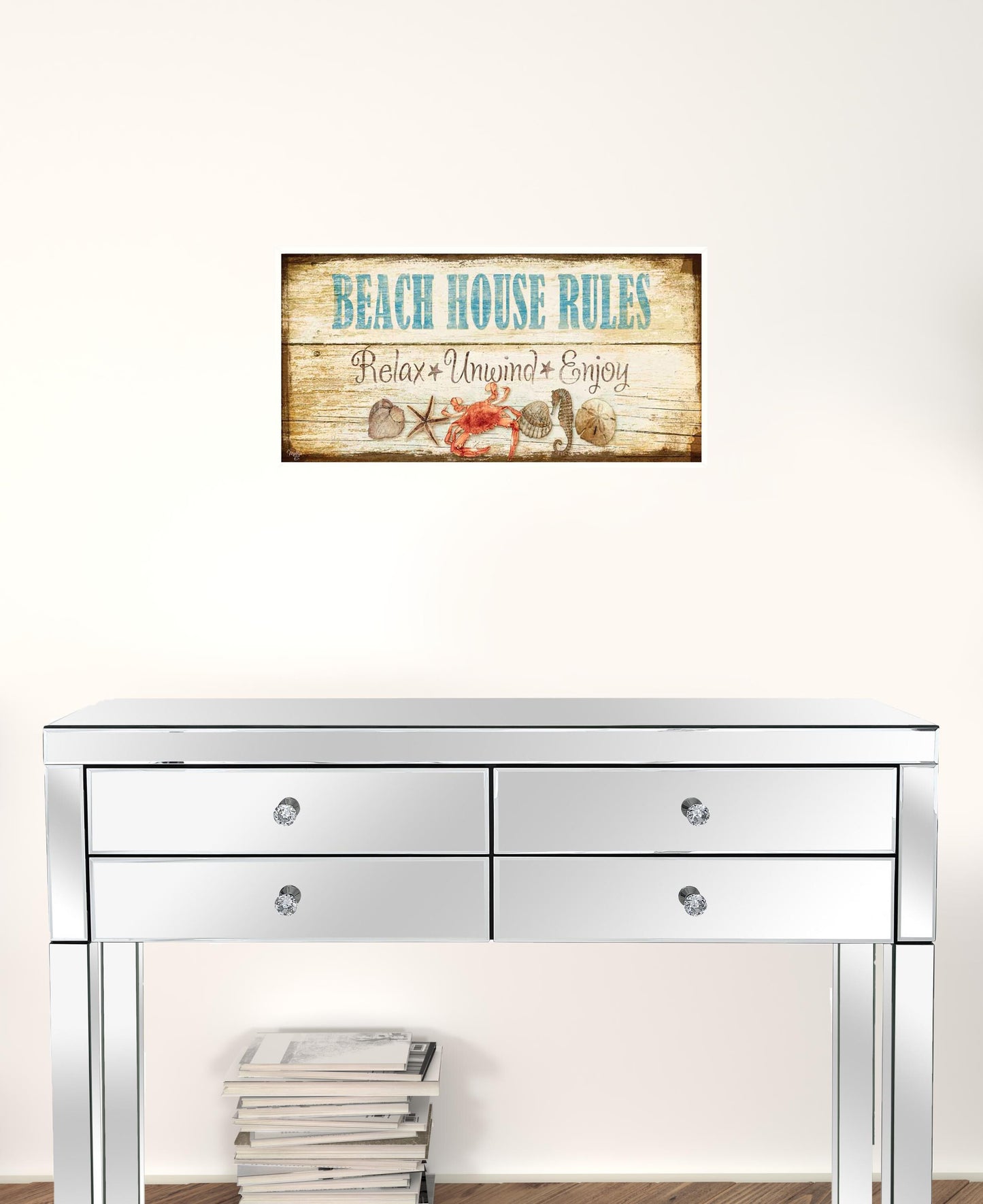 Beach House Rules White Framed Print Wall Art