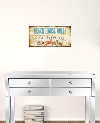 Beach House Rules White Framed Print Wall Art