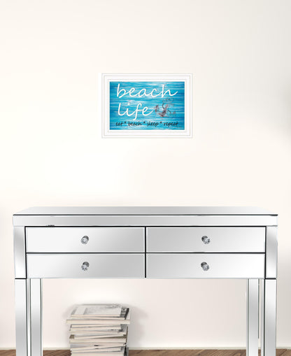 Beach Life 1 White Framed Print Wall Art
