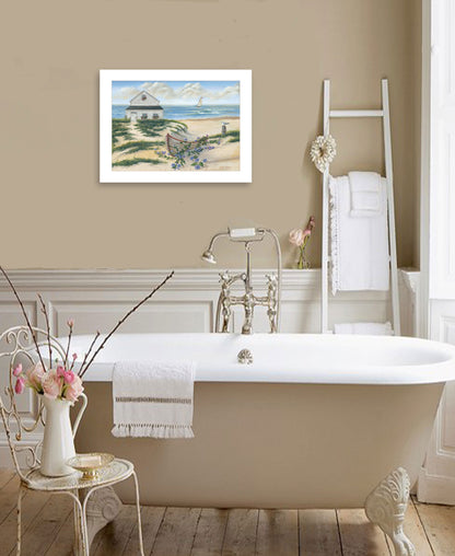 Beach Cottage II 1 White Framed Print Wall Art