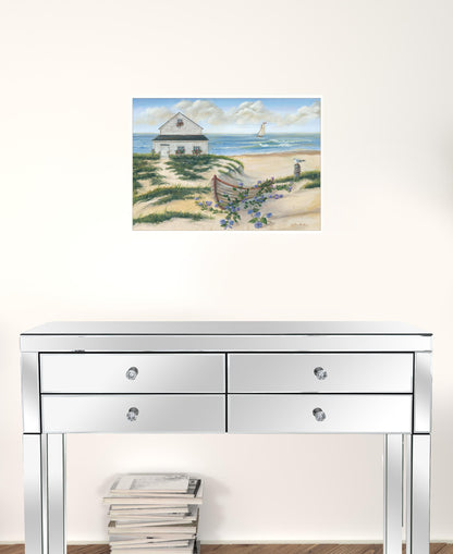 Beach Cottage II 1 White Framed Print Wall Art