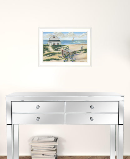 Beach Cottage II 2 White Framed Print Wall Art