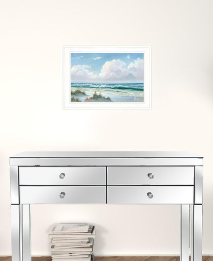 Beach 7 White Framed Print Wall Art