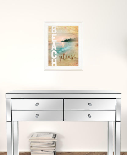 Beach Please 1 White Framed Print Wall Art