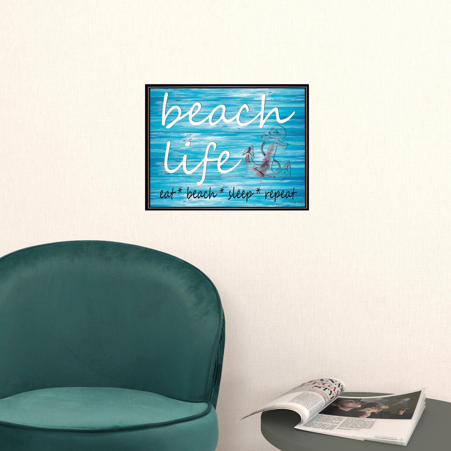 Beach Life 2 Black Framed Print Wall Art