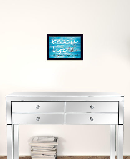 Beach Life 1 Black Framed Print Wall Art