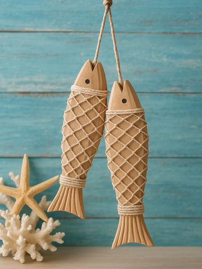 Rustic Wooden Fish Wall Decor - Nautical Ornament by UNIQUE FINDS, Ready to Hang