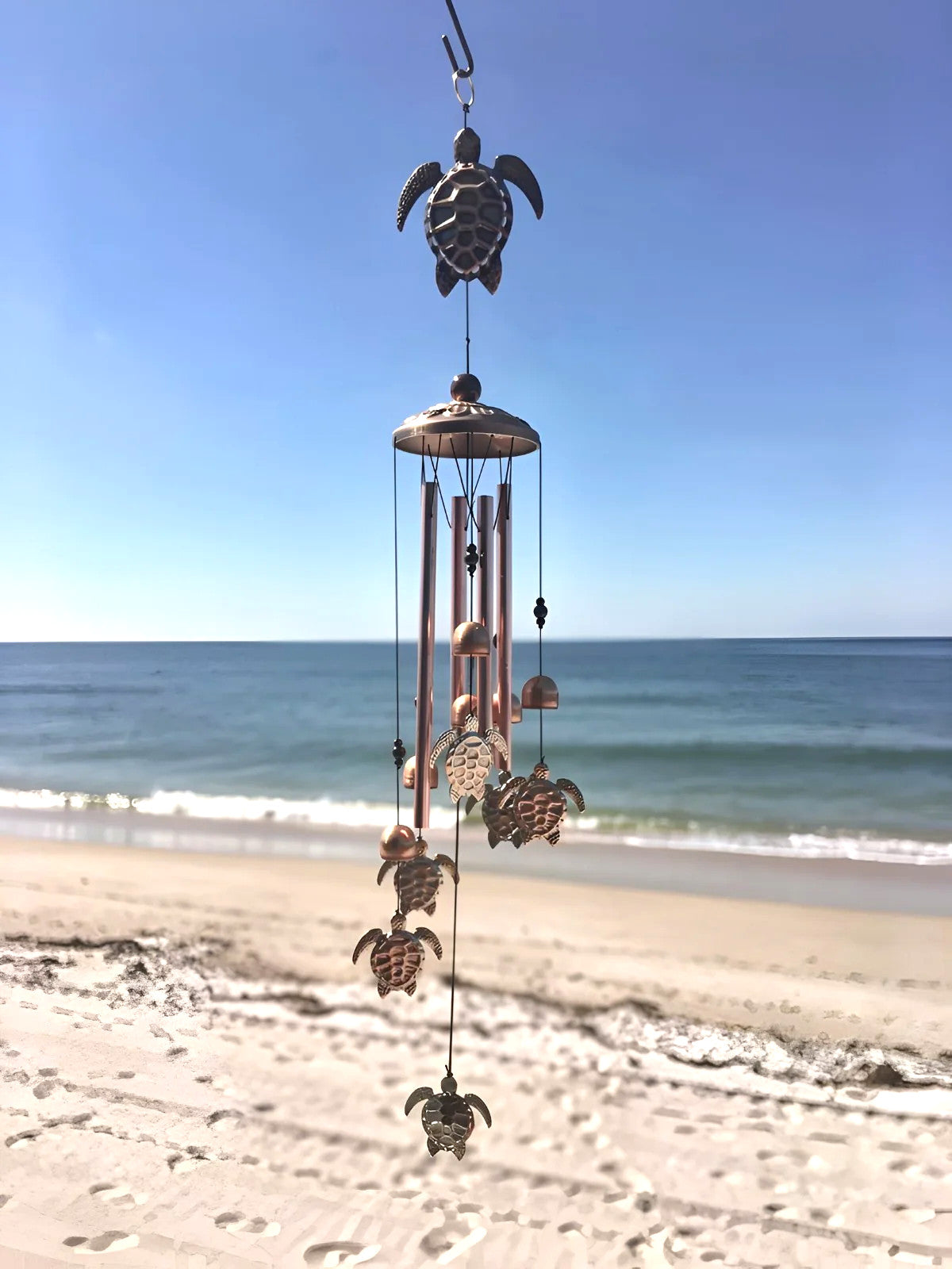 Metal Turtle Wind Chime Aluminum Beach Pattern Decor