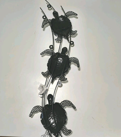 29 Inches High x 7 3/4 Inches Wide Triple Metal Wall Sea Turtles