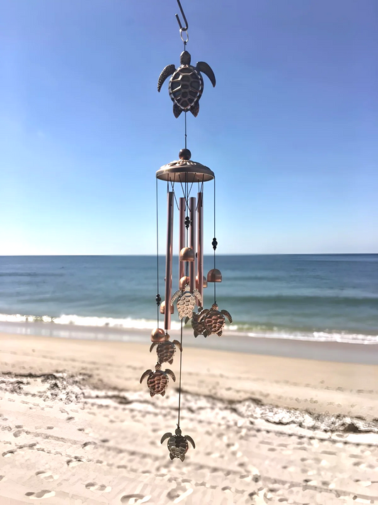 Metal Turtle Wind Chime Aluminum Beach Pattern Decor