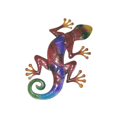 17 Inch Red and Purple Gecko Lizard Metal Wall Artwork