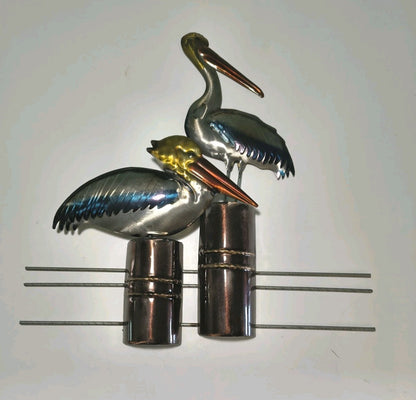 19 1/4 Inches High x 18 3/4 Inches Wide Two Pelicans on Pilons Wall Decor