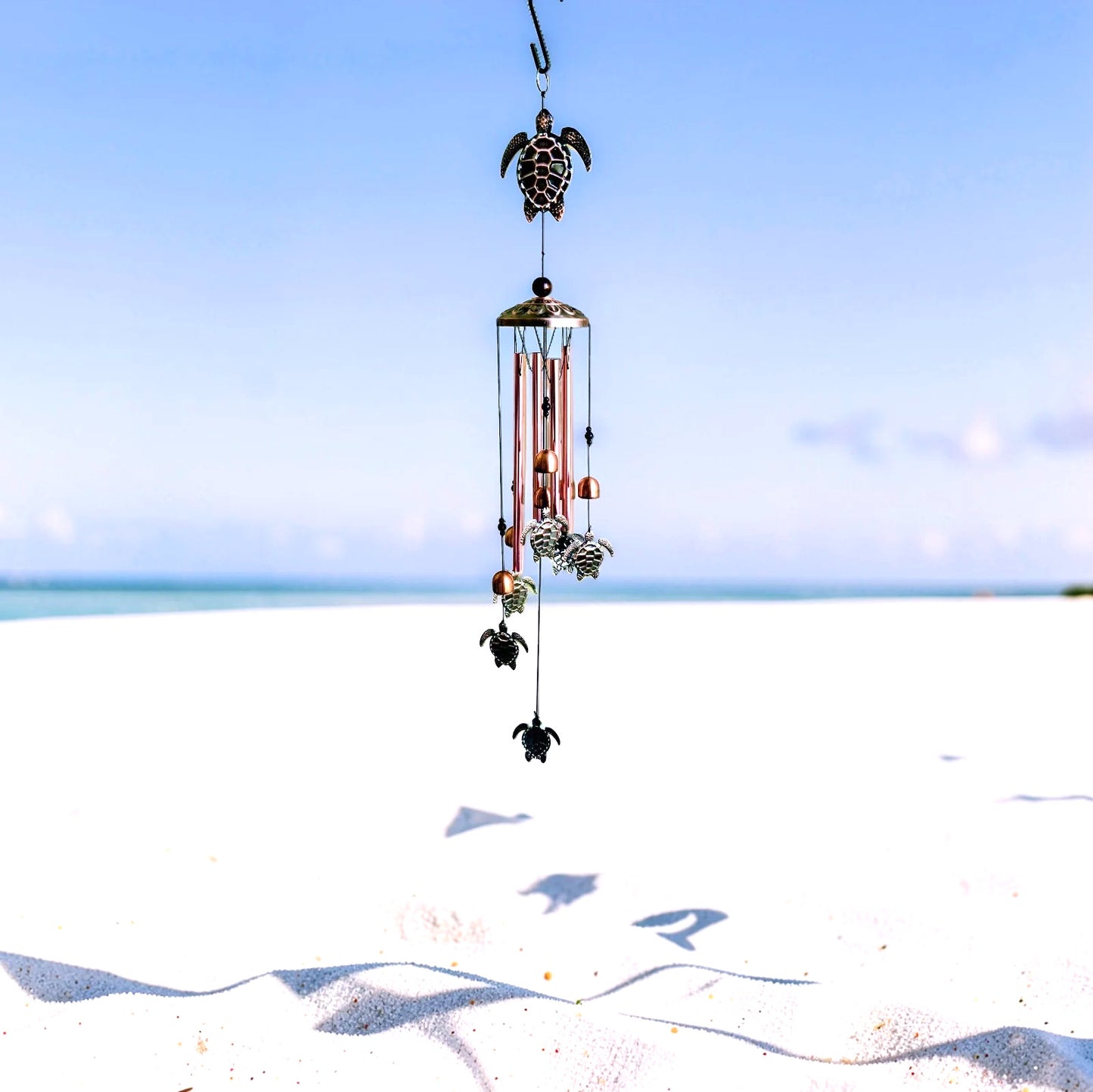 Metal Turtle Wind Chime Aluminum Beach Pattern Decor