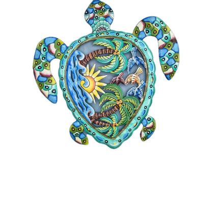 23 inches Antoine- Full of Colors Turtle Scene Hand Made Metal Drum Artwork