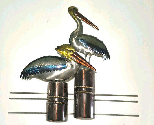 19 1/4 Inches High x 18 3/4 Inches Wide Two Pelicans on Pilons Wall Decor