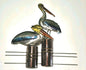19 1/4 Inches High x 18 3/4 Inches Wide Two Pelicans on Pilons Wall Decor