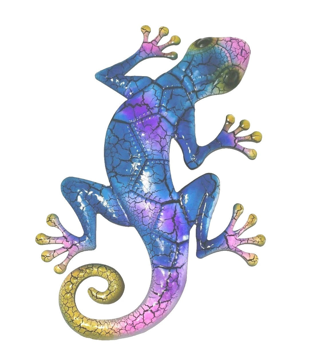 17 Inch Blue and Purple Gecko Lizard Metal Wall Artwork