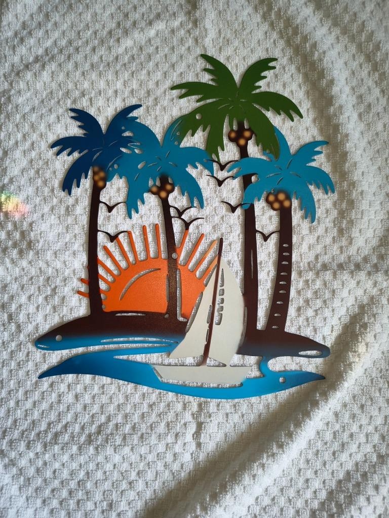 Metal Wall Decorations Palm Tree Walls Art for Living Room Coastal Fence Art