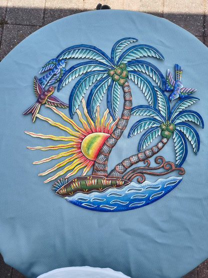 23 inches Antoine- Full of Colors Palms & Scene Hand Made Metal Drum Artwork