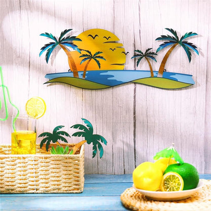 Shimeyao Coastal Metal Wall Art Palm Tree Metal Wall Art Outdoor Beach Bathroom